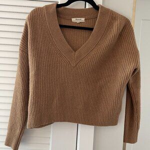 Madewell Cashmere V-Neck Pullover Sweater in Honey Chestnut (Camel) - XS
